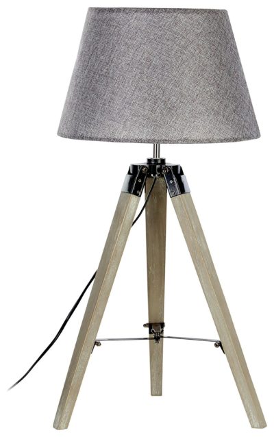 Harper Wood Base Tripod - Table Lamp - Grey